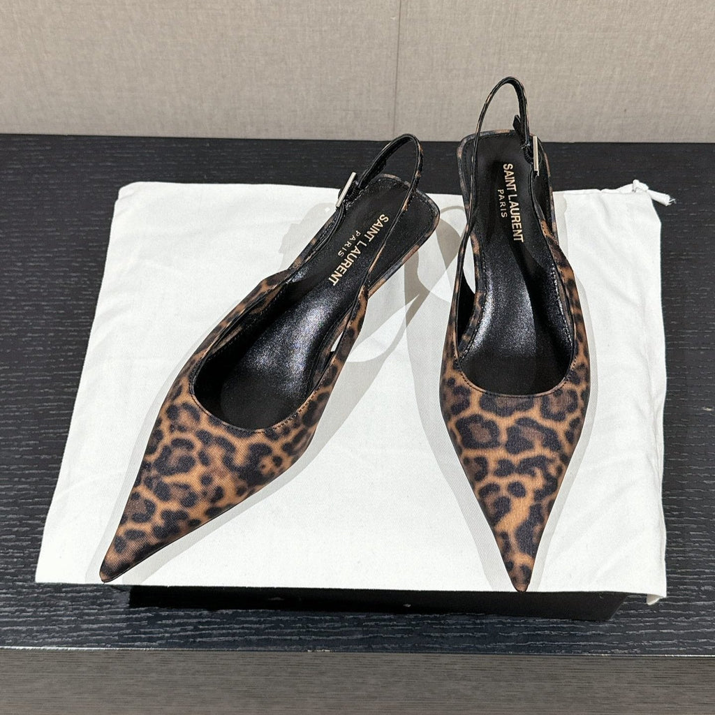 SL CHERISH LEOPARD SLINGBACK AMBER CANVAS