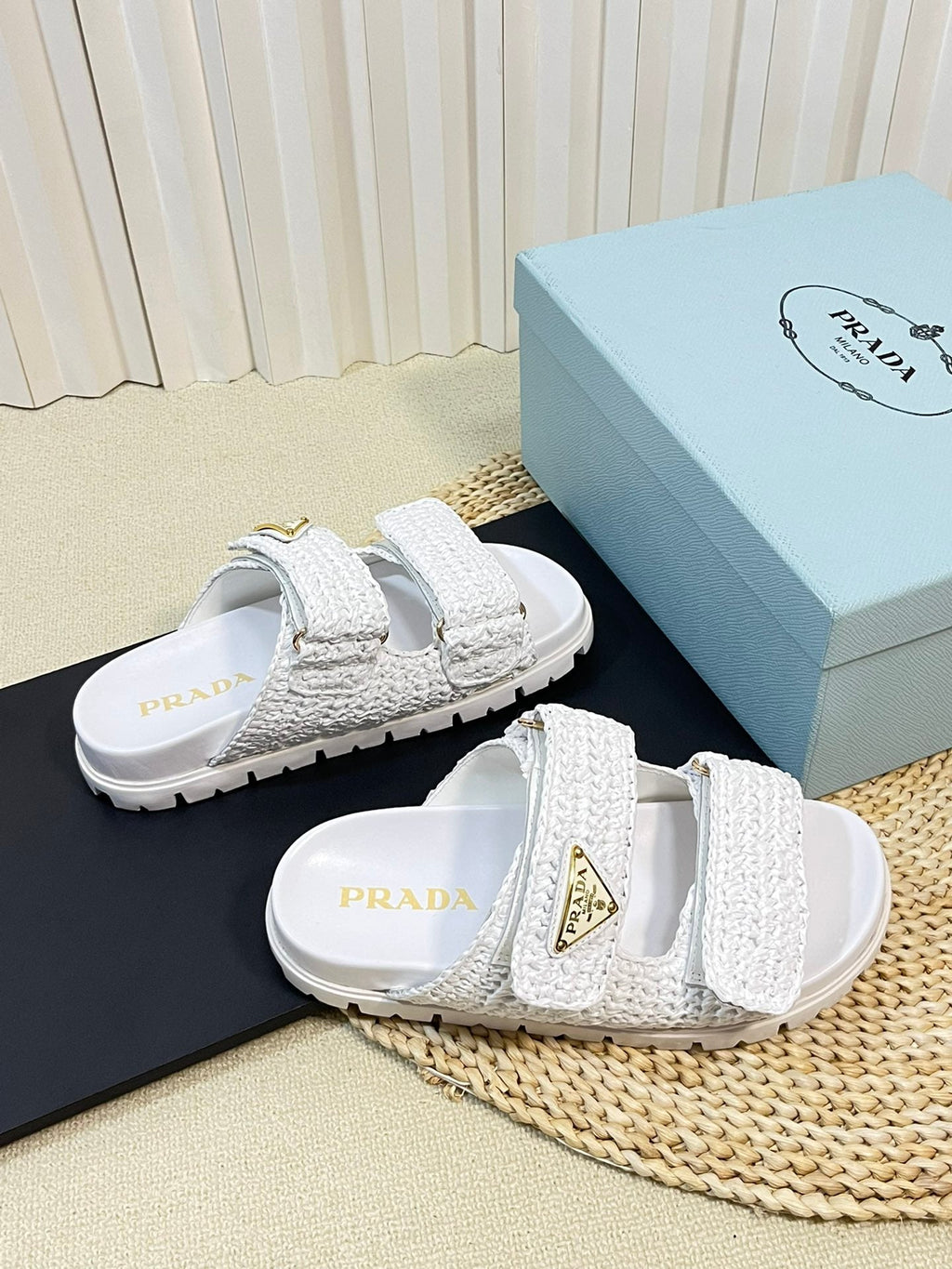 Pra Raffia Cork Slide 40 White