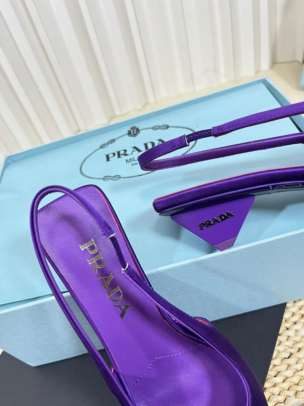 PRA POINTED TOE SLINGBACK PUMPS VIOLET SATIN