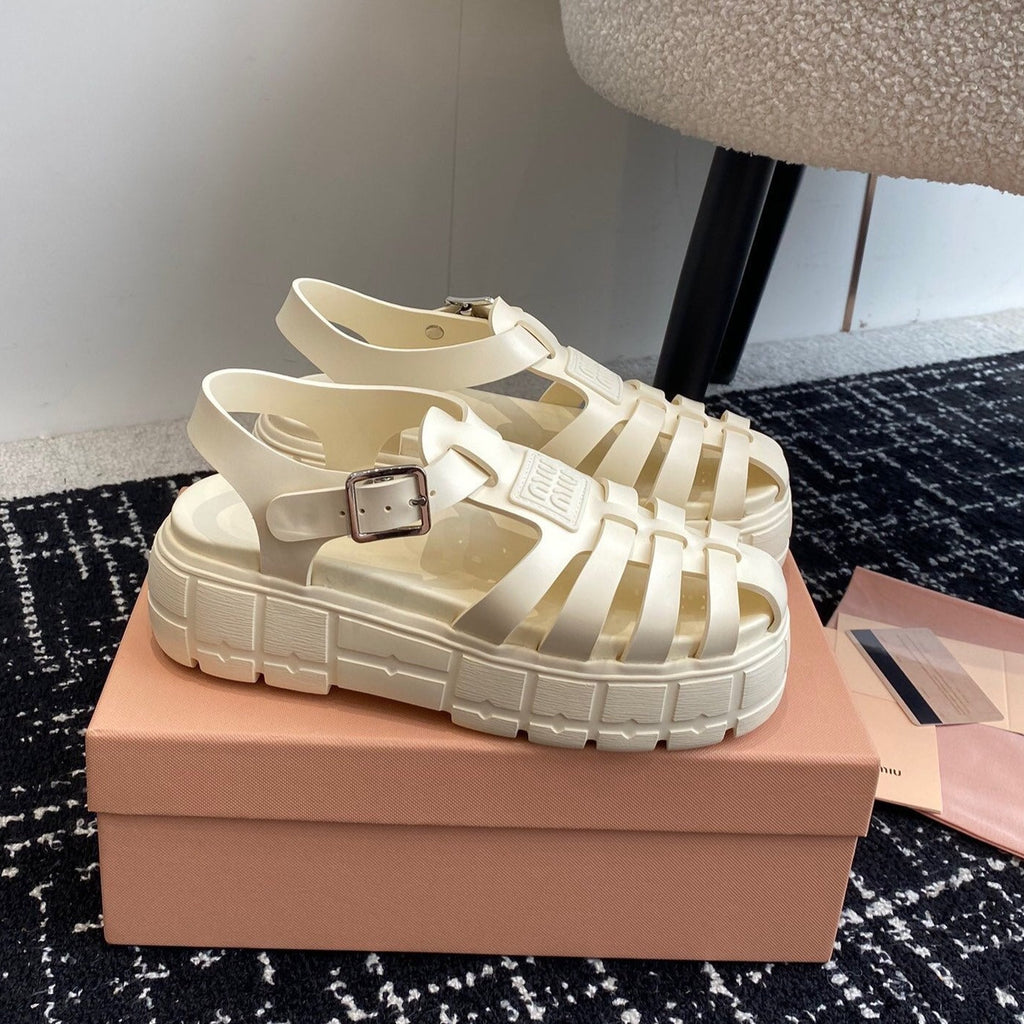 ROMAN THICK-SOLED SANDALS WHITE CREAM CALFSKIN