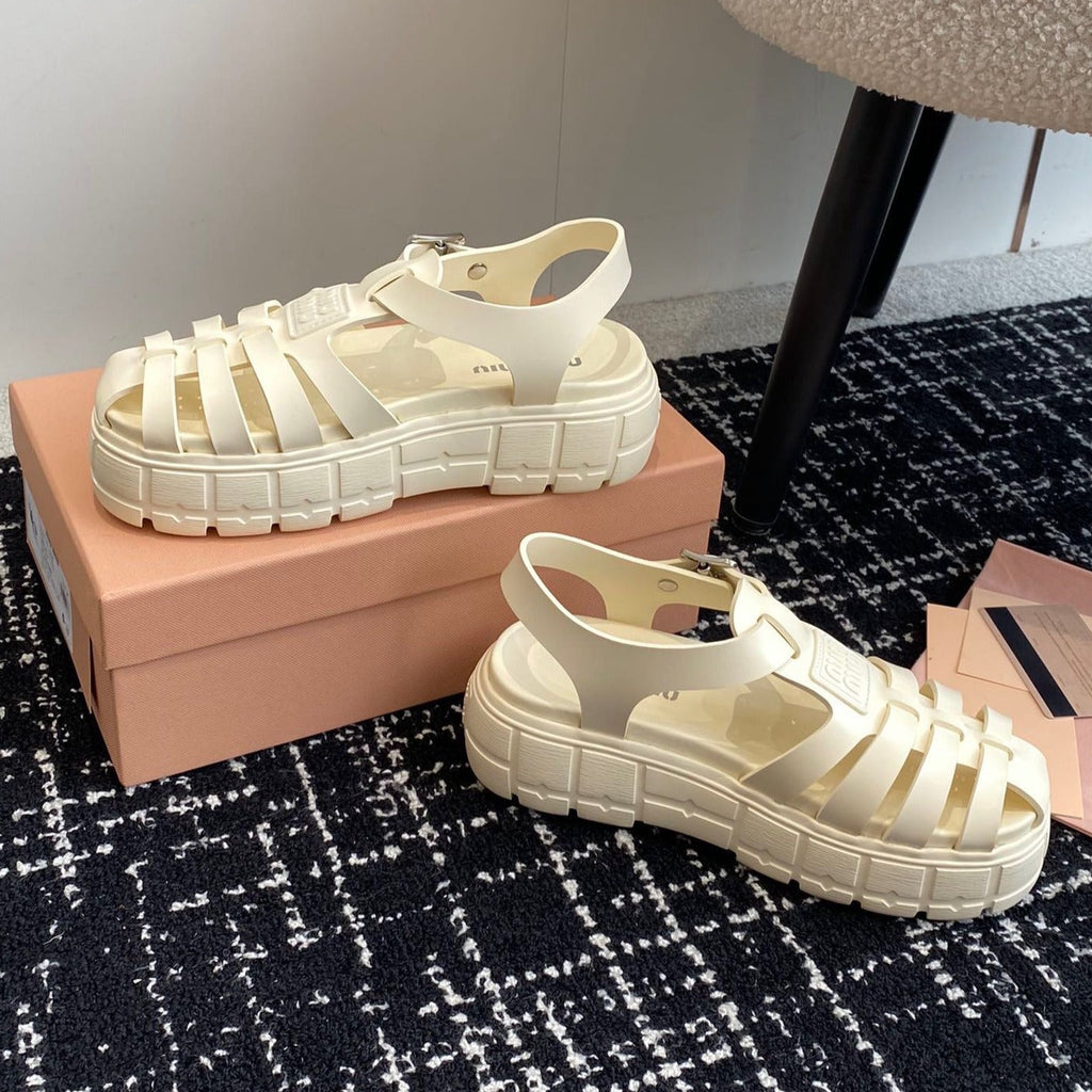 ROMAN THICK-SOLED SANDALS WHITE CREAM CALFSKIN