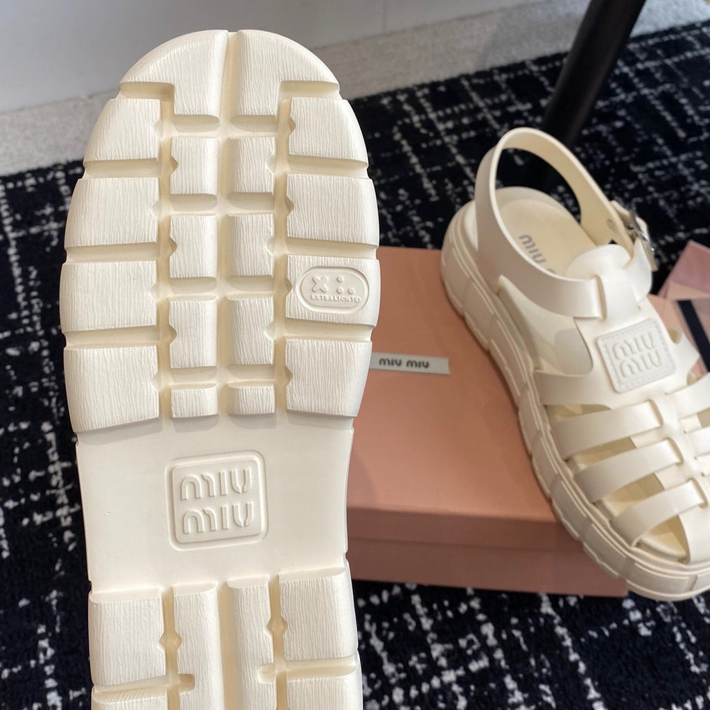 ROMAN THICK-SOLED SANDALS WHITE CREAM CALFSKIN