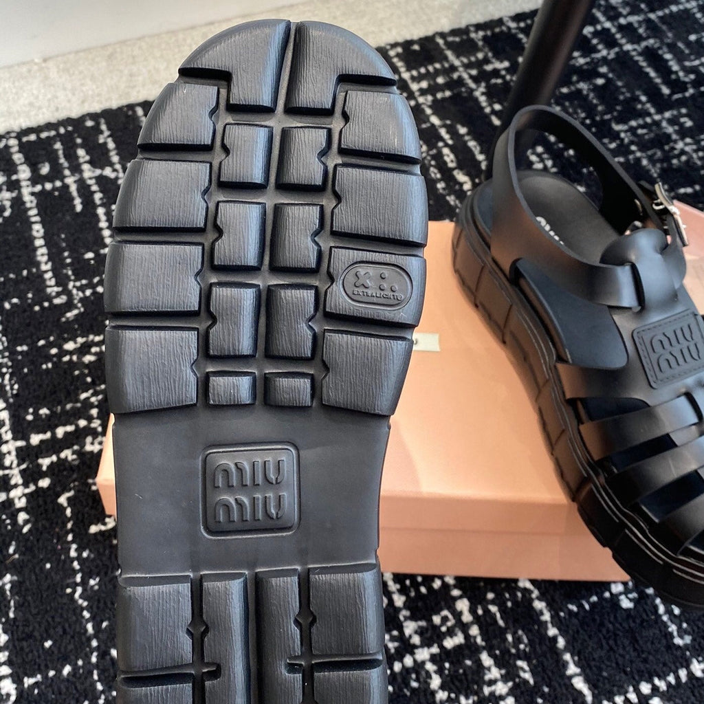 ROMAN THICK-SOLED SANDALS BLACK CALFSKIN