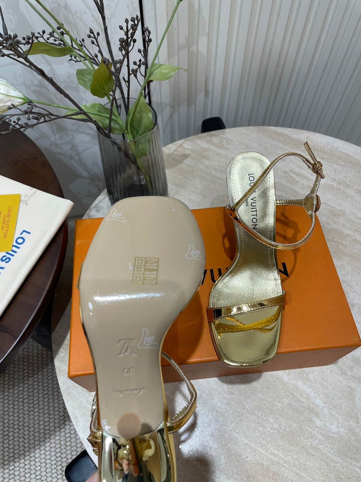 6AM HIGH SANDAL 95 MM IN GOLD LAMBSKIN