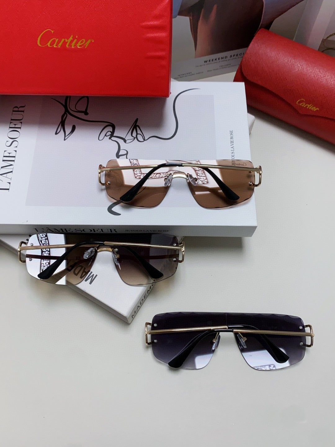 C DE RIMLESS NAVIGATOR FRAME SUNGLASSES 548665 IN METAL