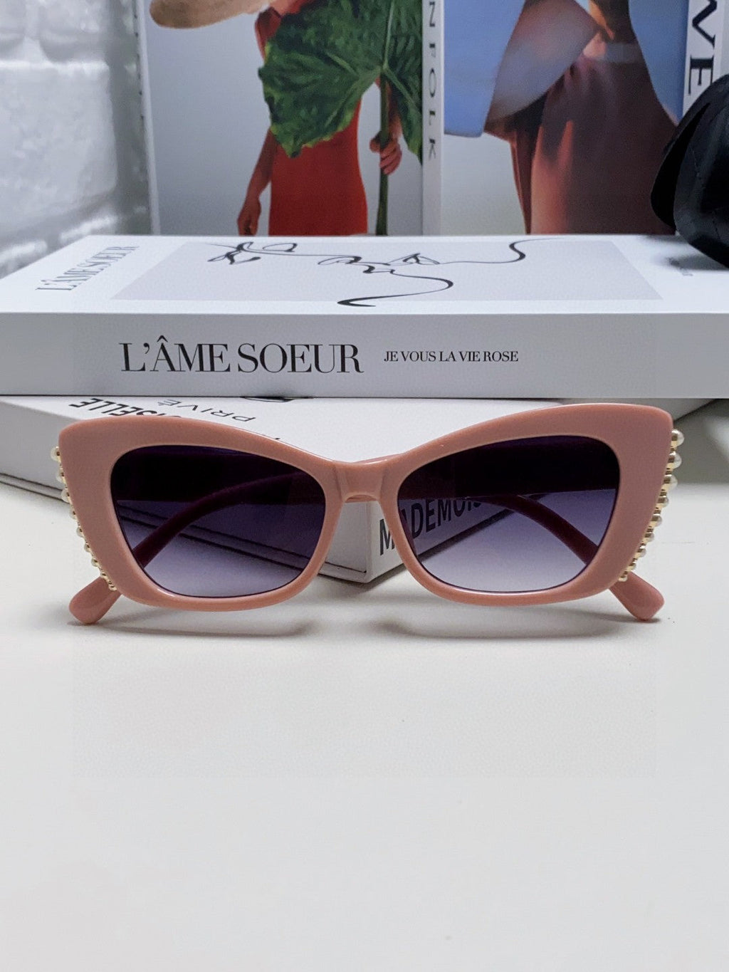 CAT EYE SUNGLASSES 632698 IN PINK ACETATE EMBOSSED PEARL