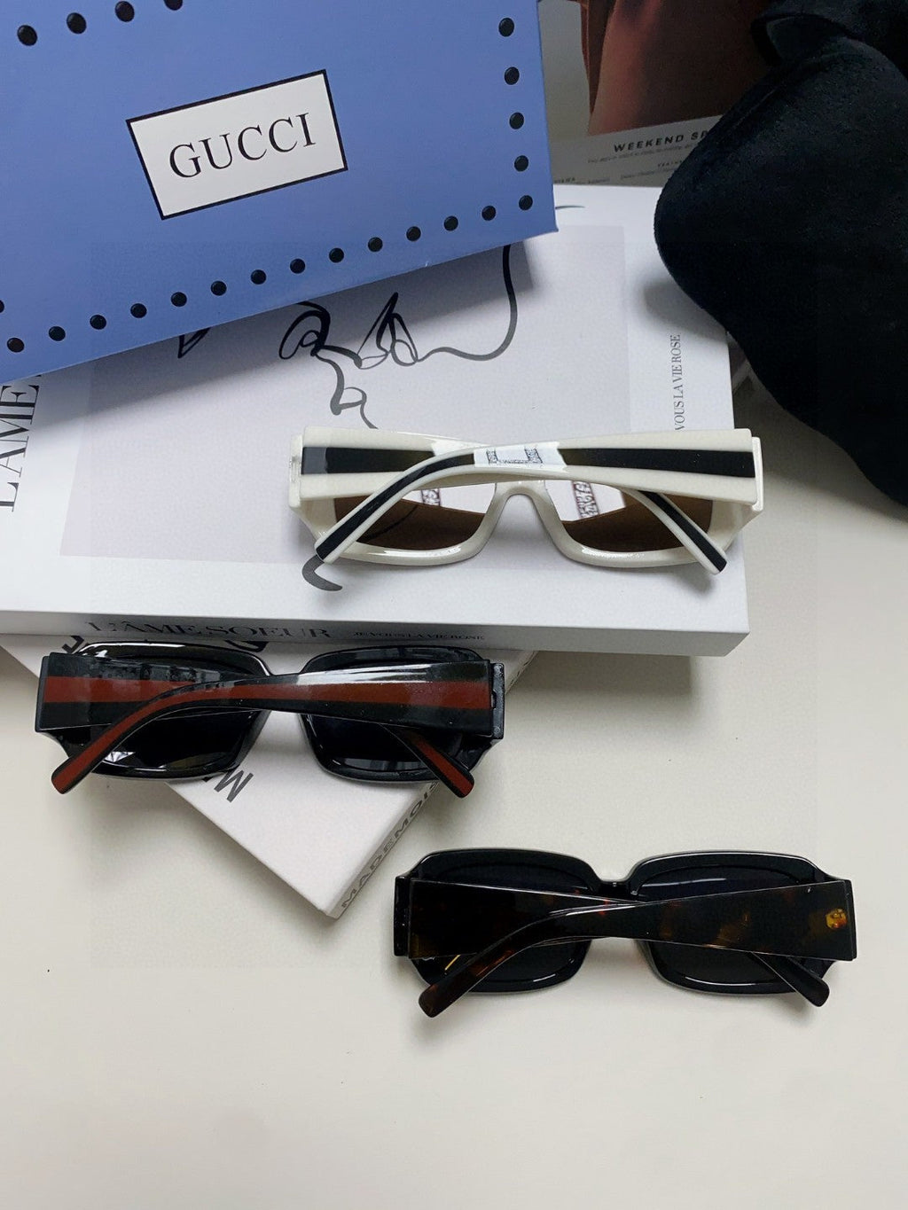 RECTANGULAR FRAME SUNGLASSES 570237 IN ACETATE