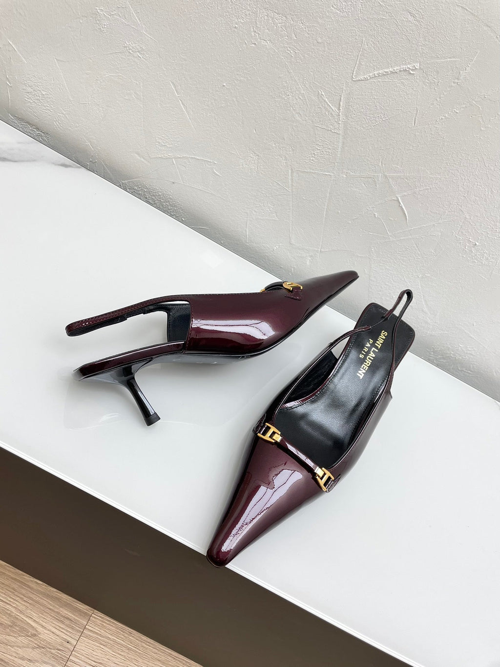 CARINE SLINGBACK PUMPS 45 IN PATENT MAROON LEATHER