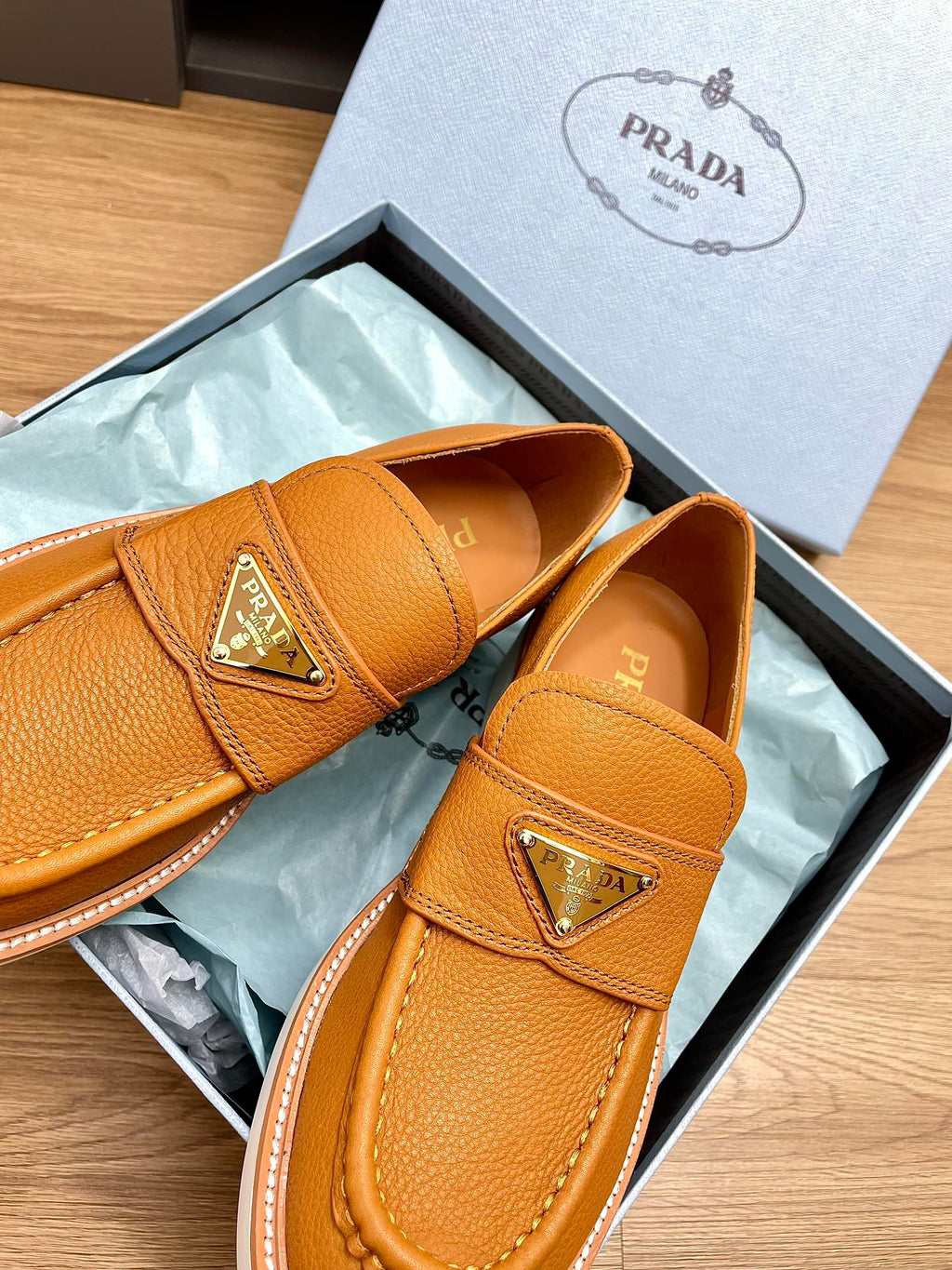 PRA CHOCOLATE LOAFERS BRONZE CALFSKIN