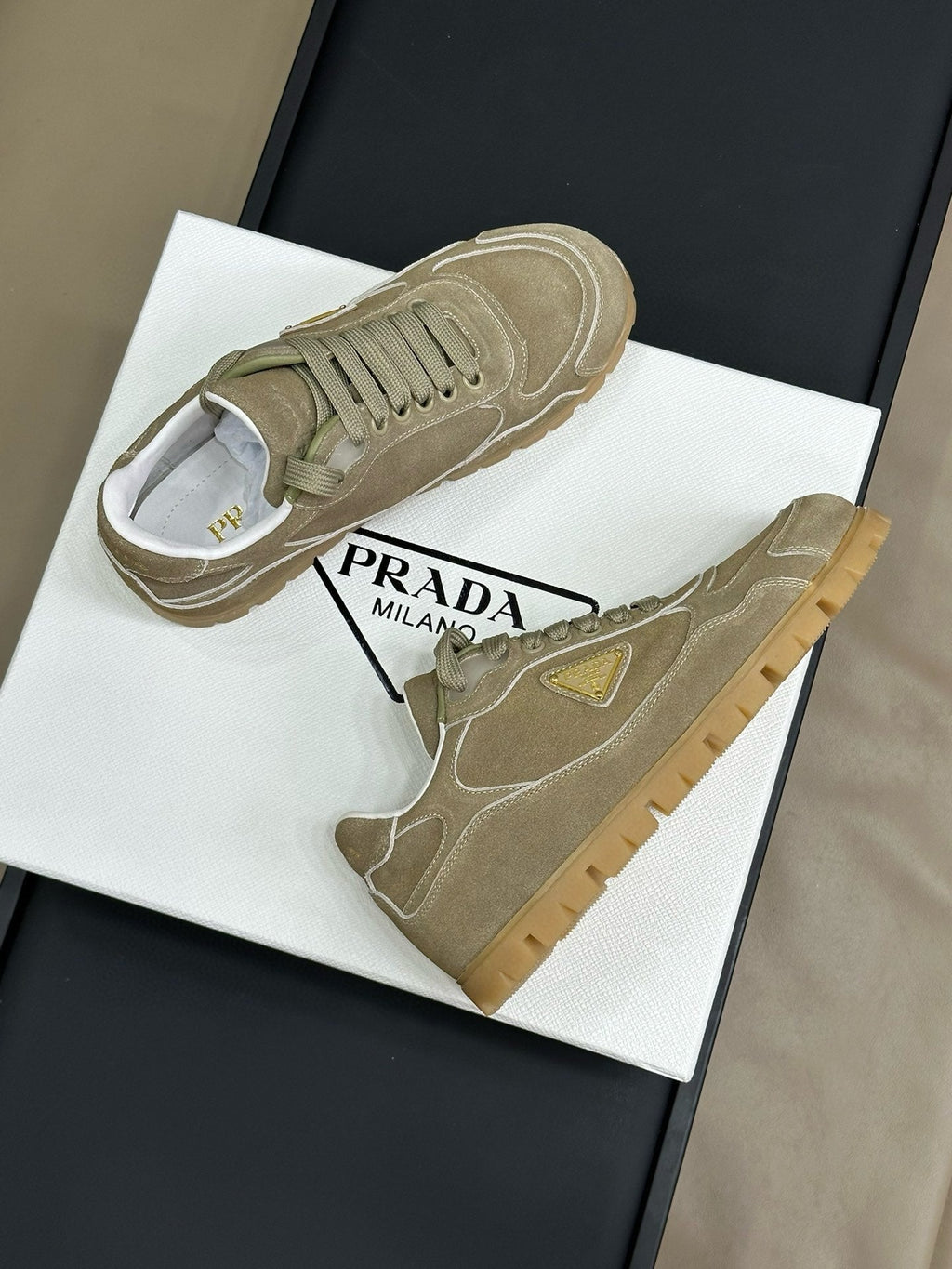 PRA TRAIL FADED SUEDE SNEAKERS LIGHT BROWN