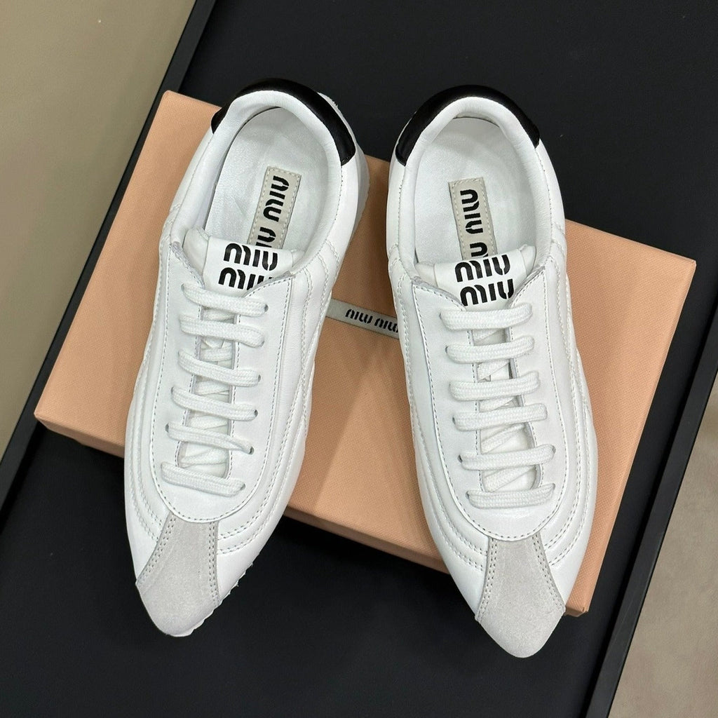 POINTED SPORTS SHOES WHITE LAMBSKIN