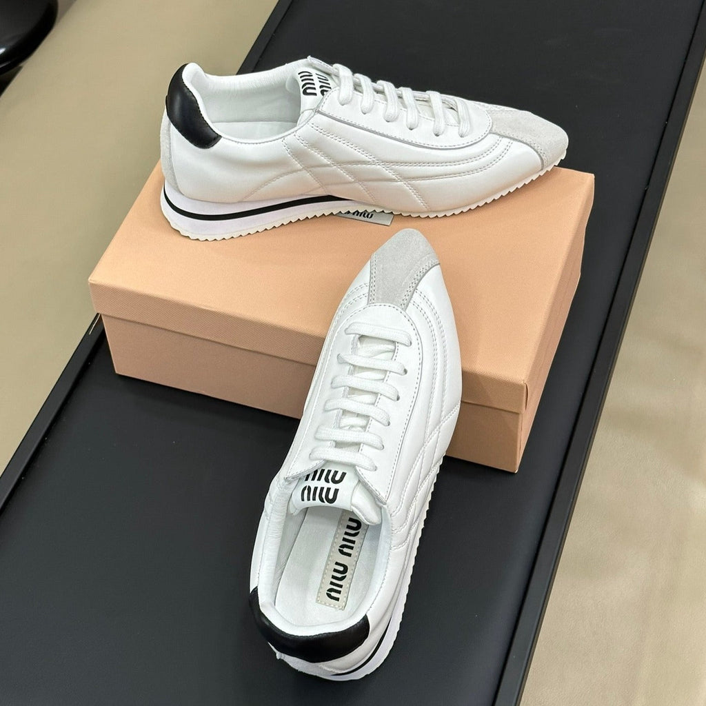 POINTED SPORTS SHOES WHITE LAMBSKIN
