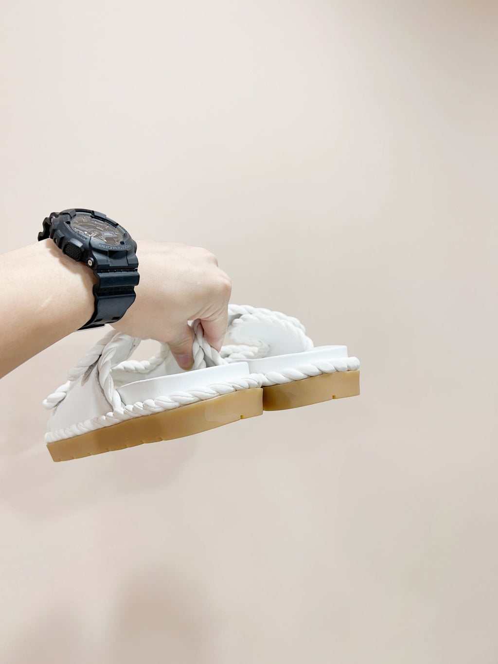 REFINED DAD SANDAL IN WHITE LAMBSKIN MULE
