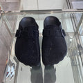 BIRKENSTOCK CLOG ATTACHED RHINESTONES IN BLACK CALFSKIN