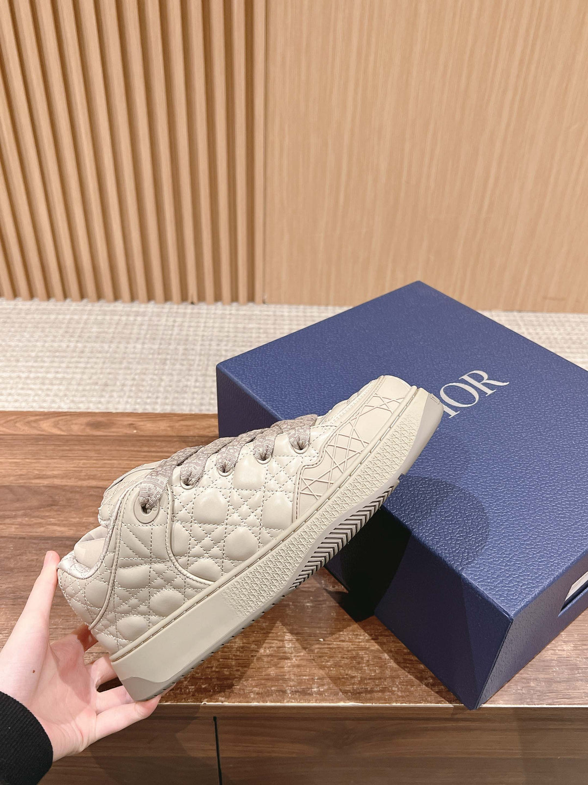BY ERL B9S SKATER SNEAKER IN PARCHMENT BEIGE CANNAGE LAMBSKIN