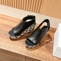 ATTITUDE WEDGE HIGH SLINGBACK 90MM IN BLACK CALFSKIN CANVAS SOLE