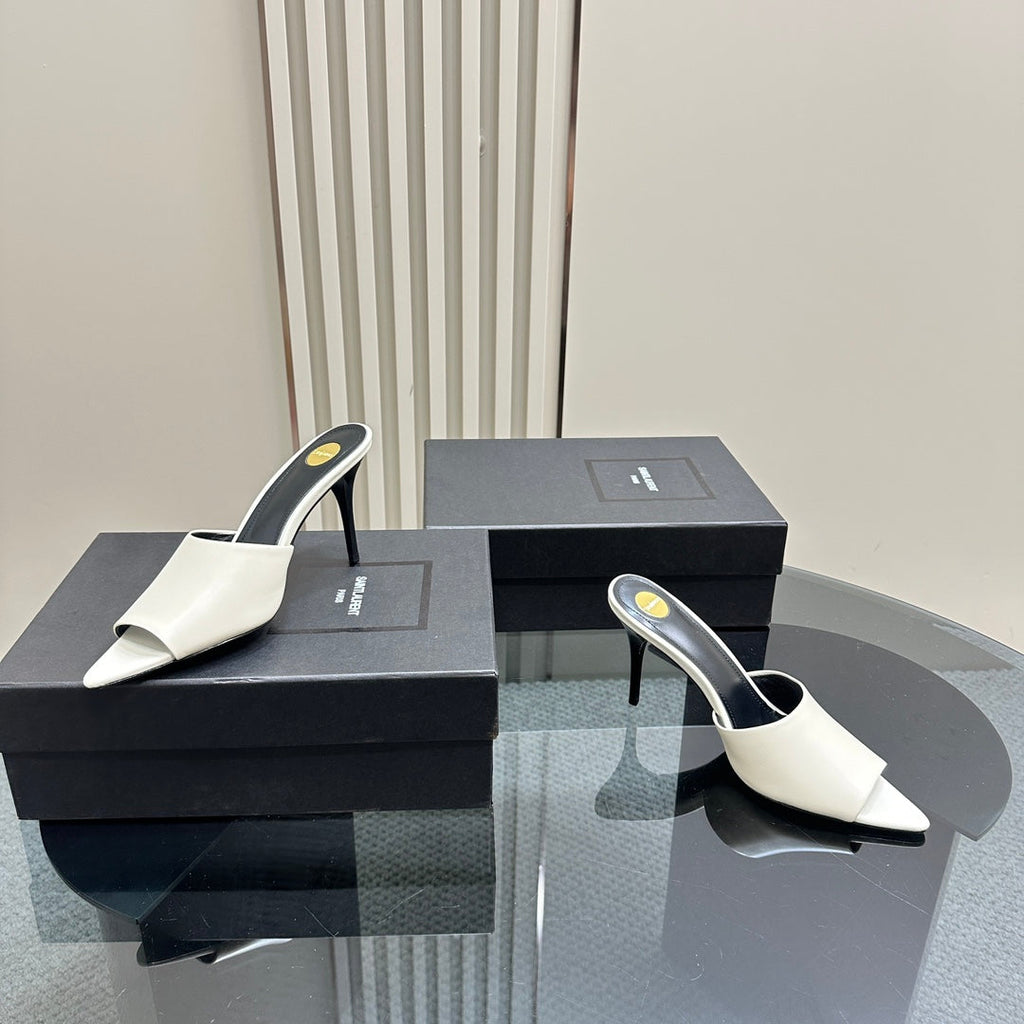 SL GOLDIE MULES WHITE CALFSKIN