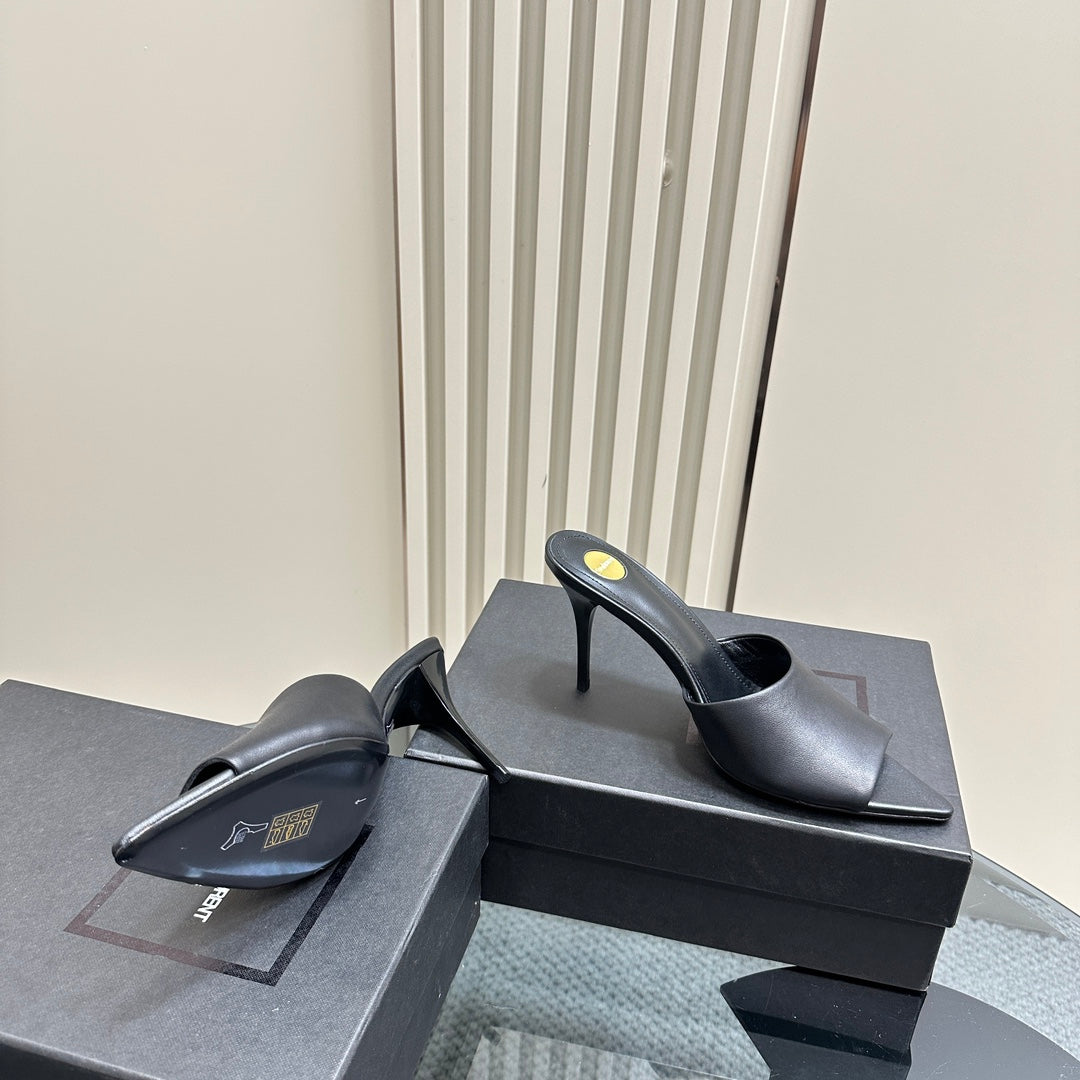 SL GOLDIE MULES BLACK CALFSKIN