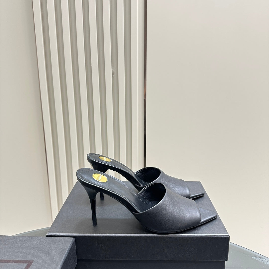 SL GOLDIE MULES BLACK CALFSKIN