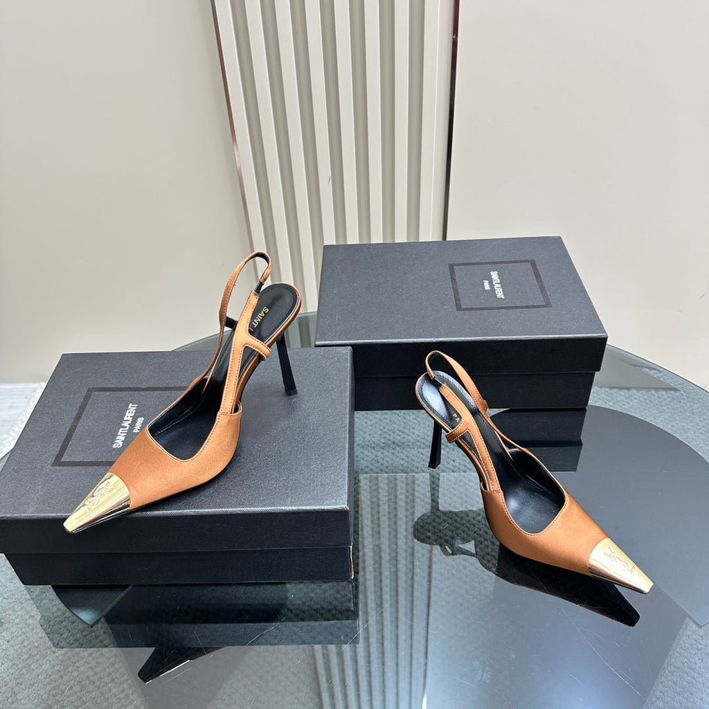 SL JEANNE SLINGBACK PUMPS TANGERINE SATIN