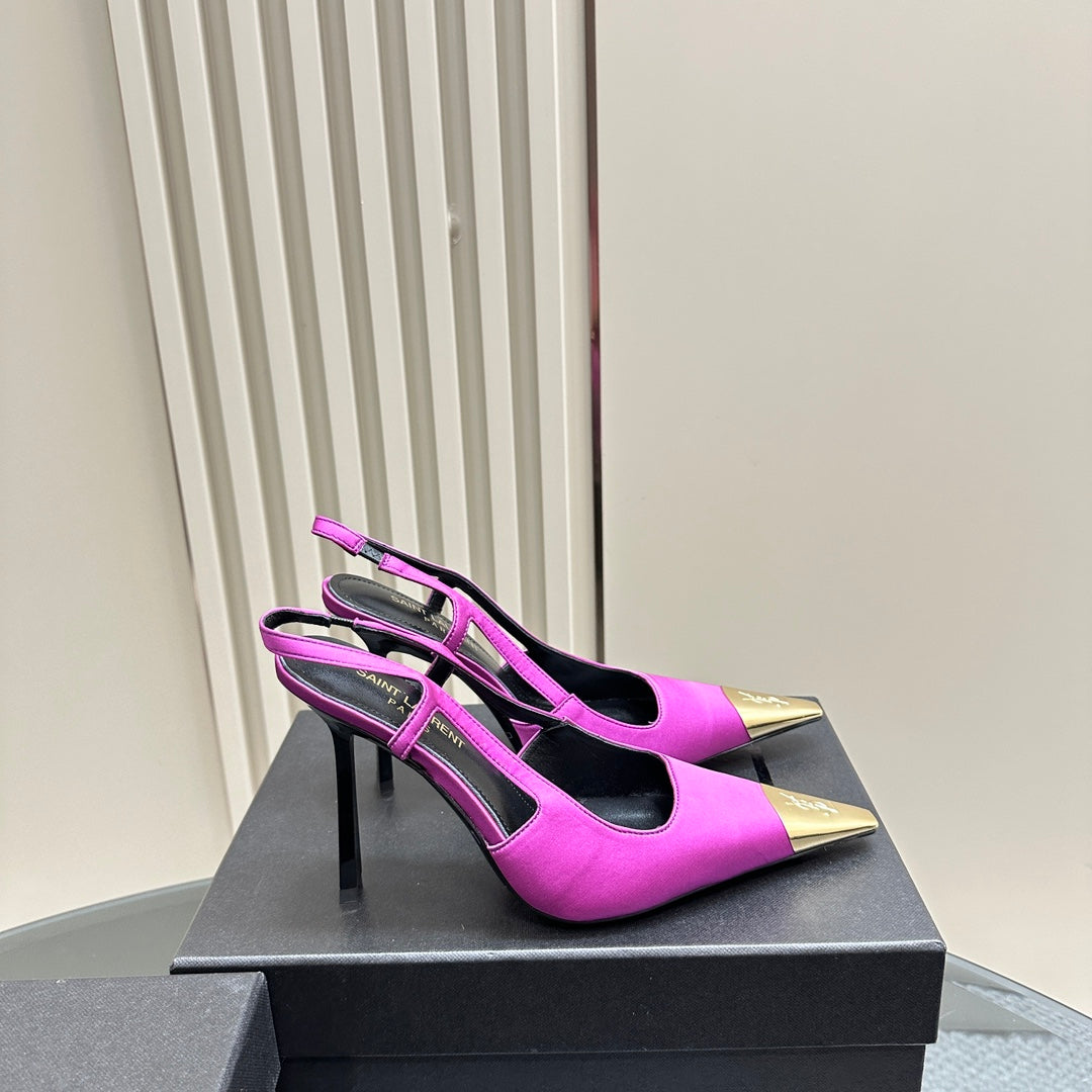 SL JEANNE SLINGBACK PUMPS NEON PINK SATIN