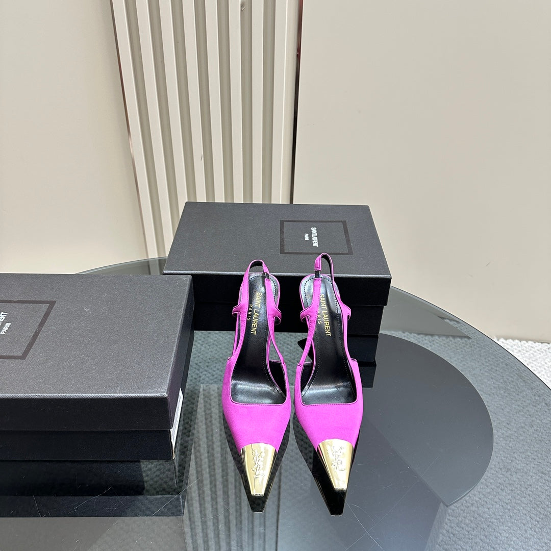SL JEANNE SLINGBACK PUMPS NEON PINK SATIN