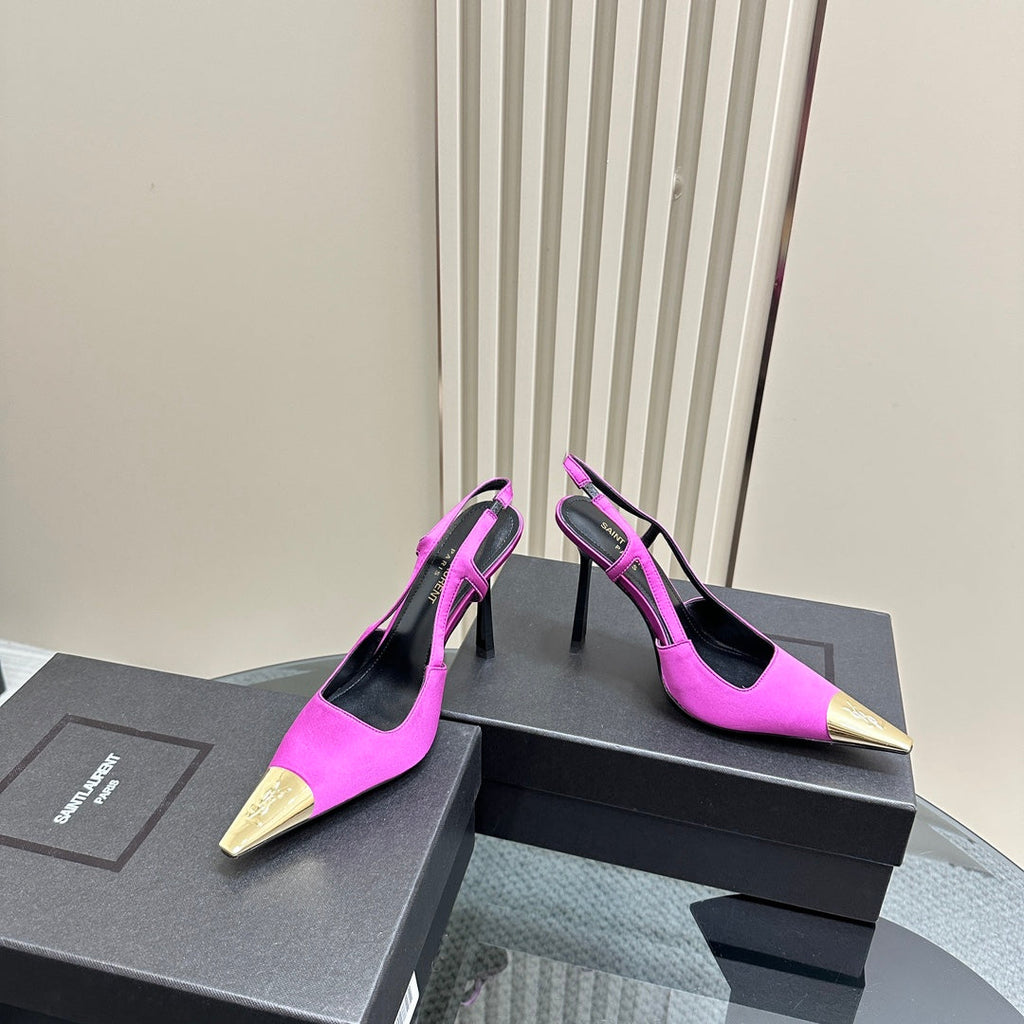 SL JEANNE SLINGBACK PUMPS NEON PINK SATIN