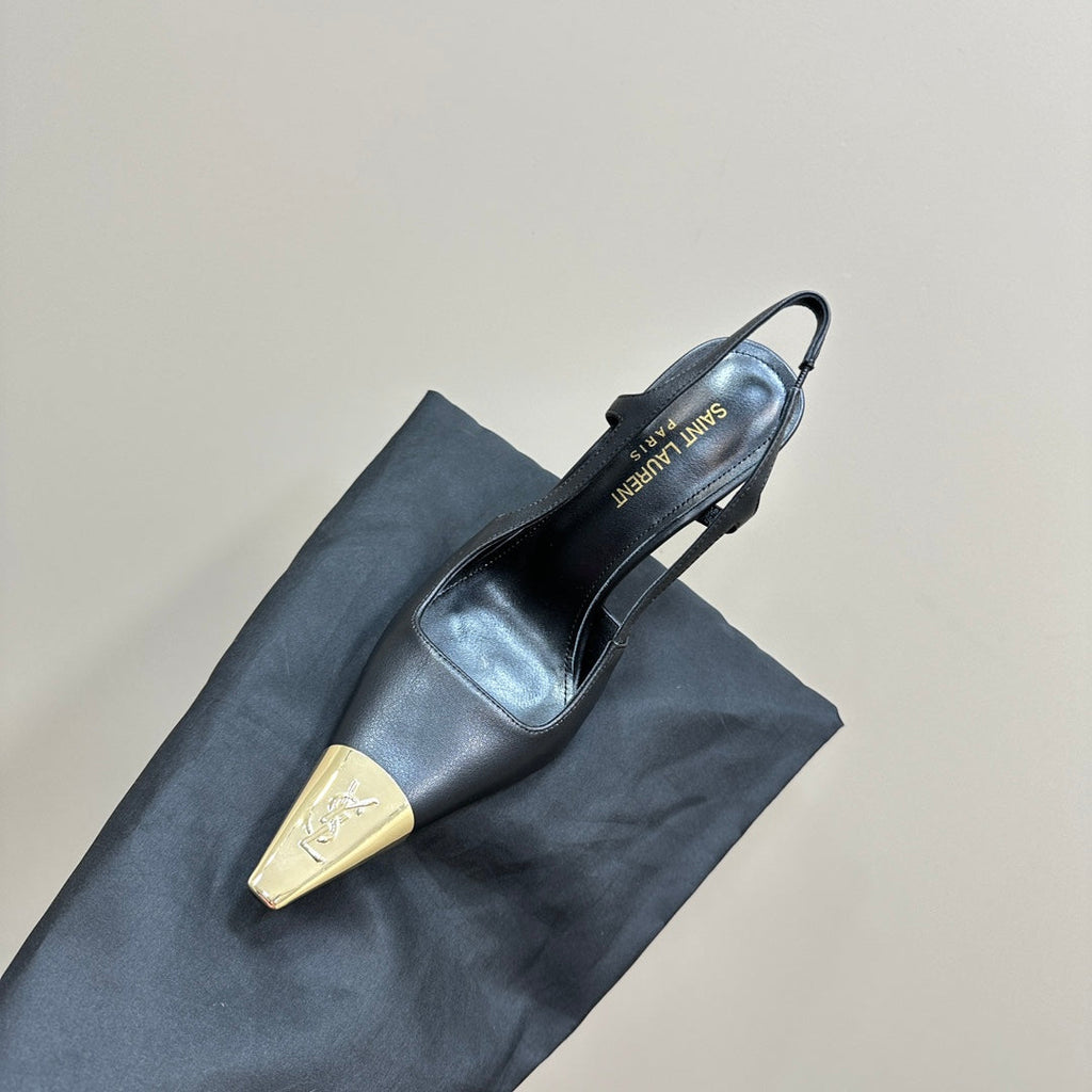 SL JEANNE SLINGBACK PUMPS BLACK CALFSKIN