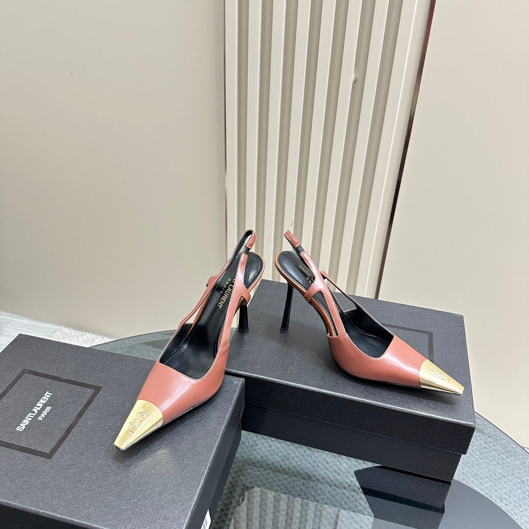 SL JEANNE SLINGBACK PUMPS RUST CALFSKIN