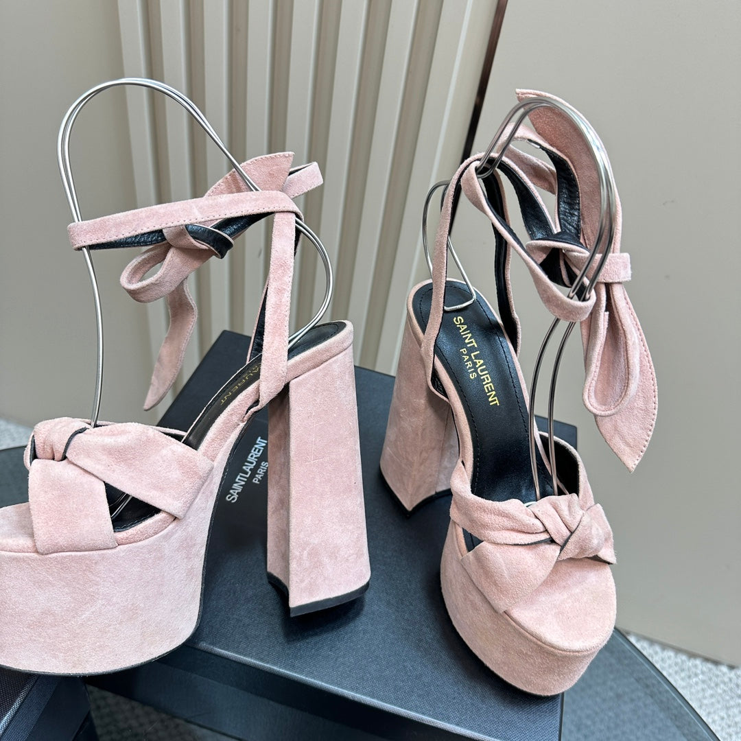 BIANCA PLATFORM SANDALS IN LIGHT PINK SUEDE