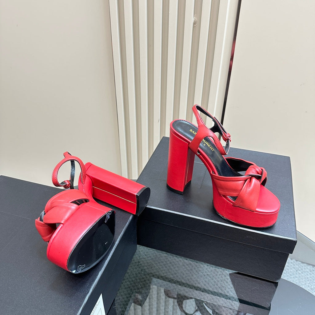 BIANCA PLATFORM SANDALS IN RED LAMBSKIN