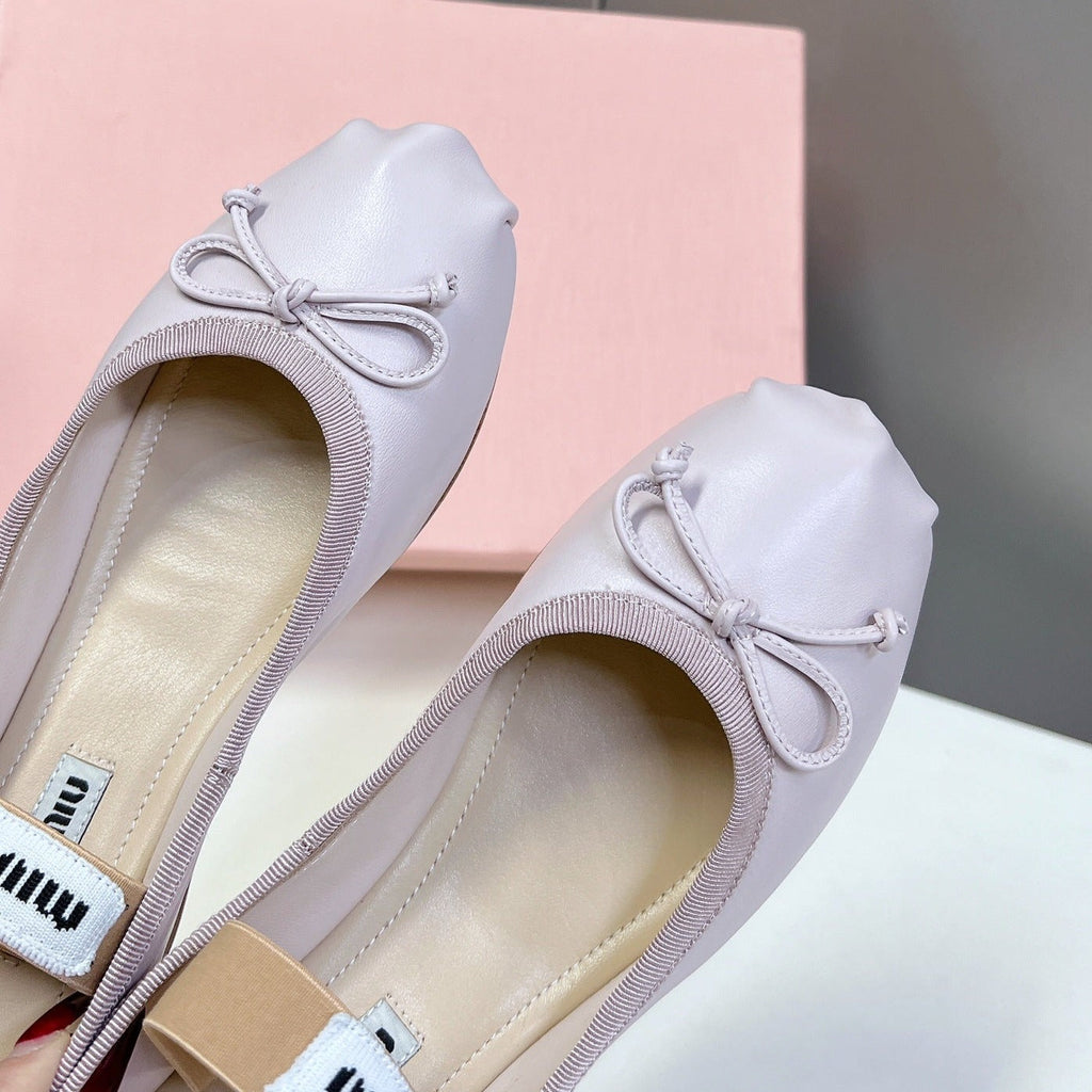 BALLET FLAT SHOES PASTEL PINK SHEEPSKIN