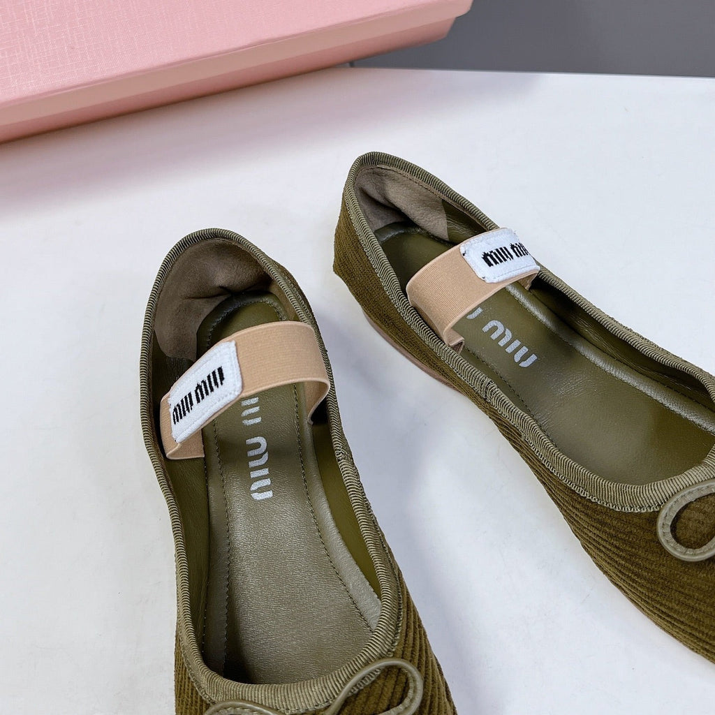 BALLET FLAT SHOES DARK OLIVE COLOR SHEEPSKIN