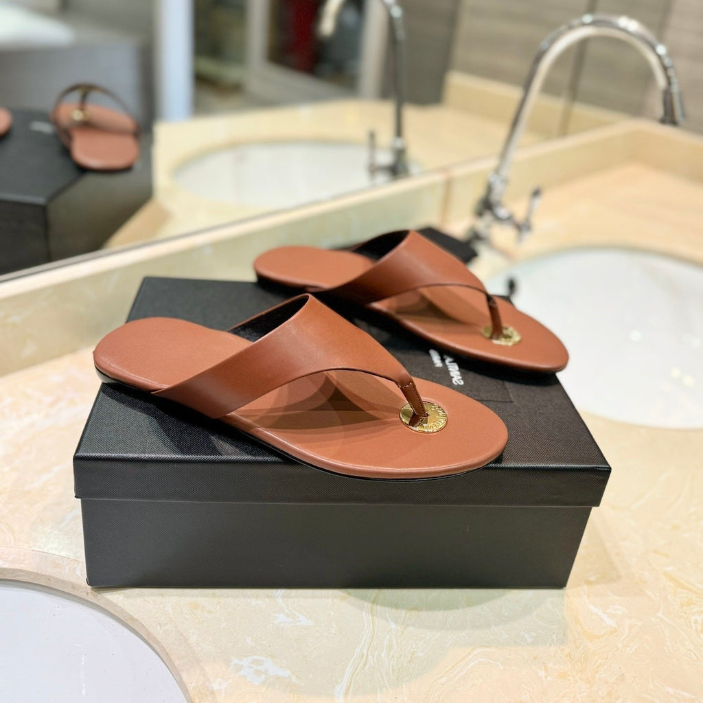 SL KOUROS THONG SANDALS BROWN CALFSKIN