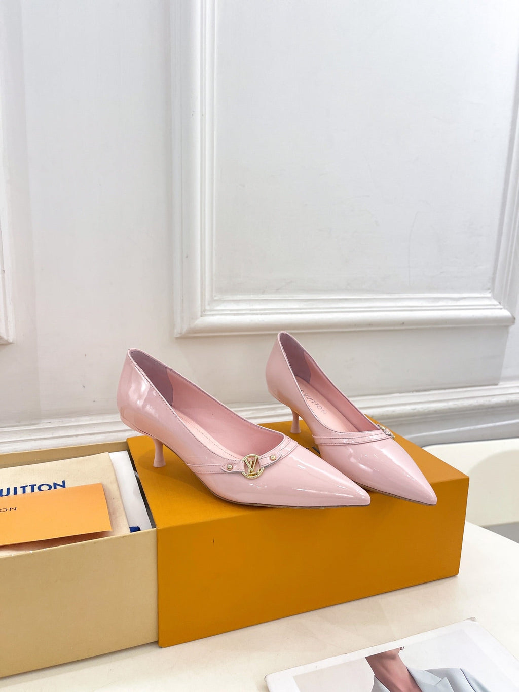 6AM HIGH PUMP 5 CM IN BABY PINK CALFSKIN