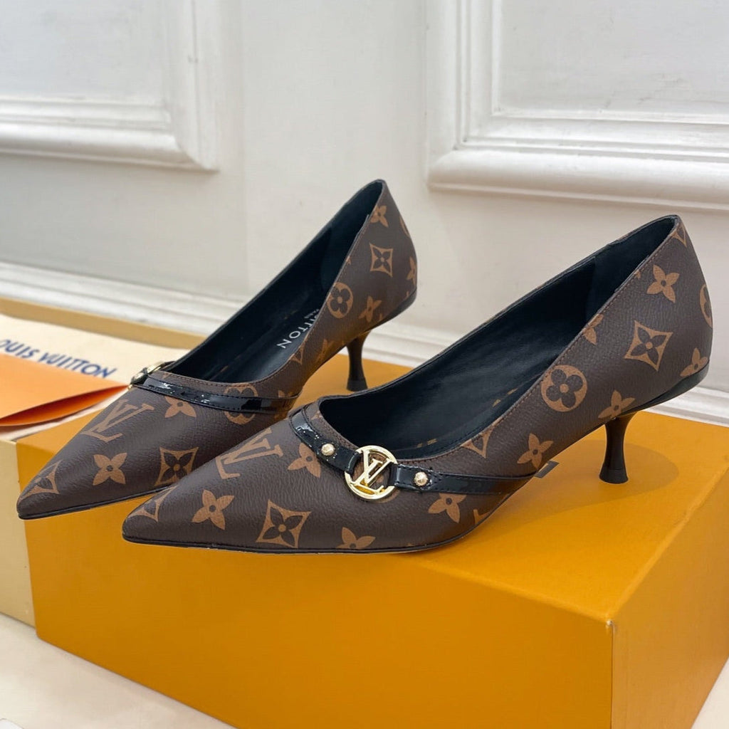 6AM HIGH PUMP 5 CM IN CHOCOLATE BROWN MONOGRAM CALFSKIN