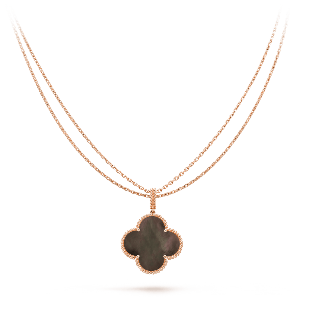 CLOVER GOLD DARK MOP BIG CLOVER NECKLACE