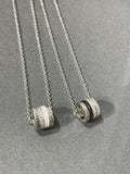QUATRE 4 ROW PEDANT SILVER DIAMOND NECKLACE