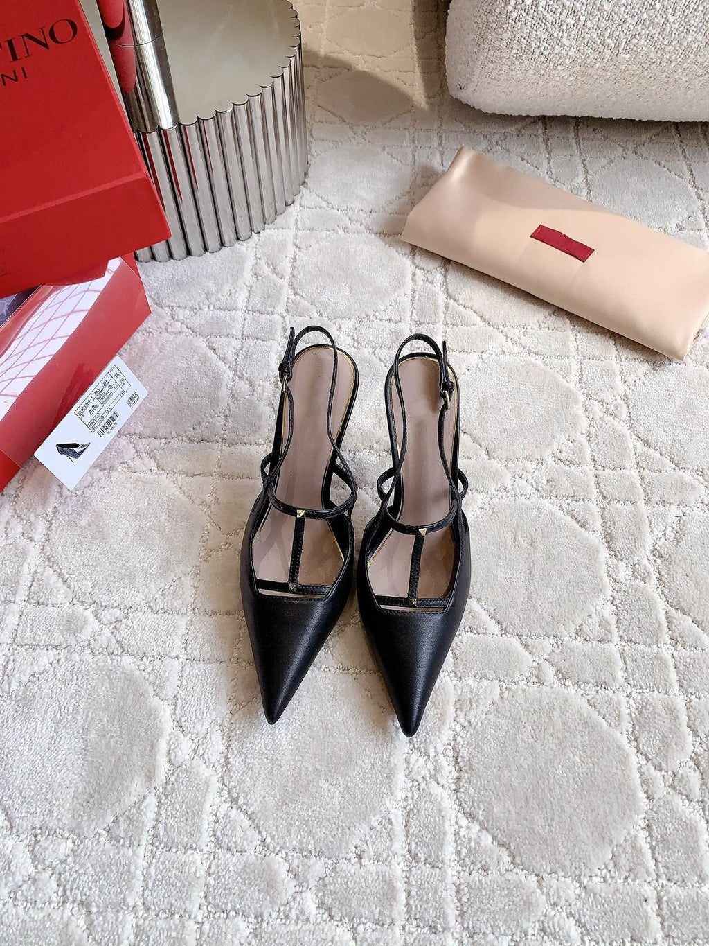 2 Rockstud Slingback 90mm Matte Black
